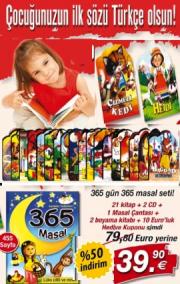 365 Güne 365 Masal Seti Çocuğunuzun Ilk Sözü  Türkçe Olsun  (21 Kitap + 2 CD + 2 Boyama Kitabı)